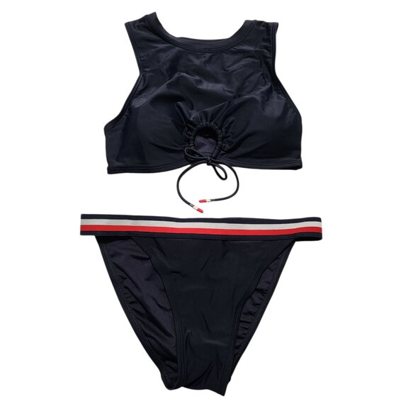 Tommy Hilfiger Women's Padded Tank Top & bikini Bottom swimsuit navy Size Small‎ - Picture 1 of 10